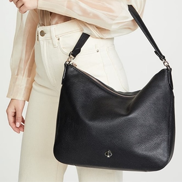 Kate Spade Polly Medium Shoulder Crossbody Black Leather Bag NWT - Picture 2 of 16